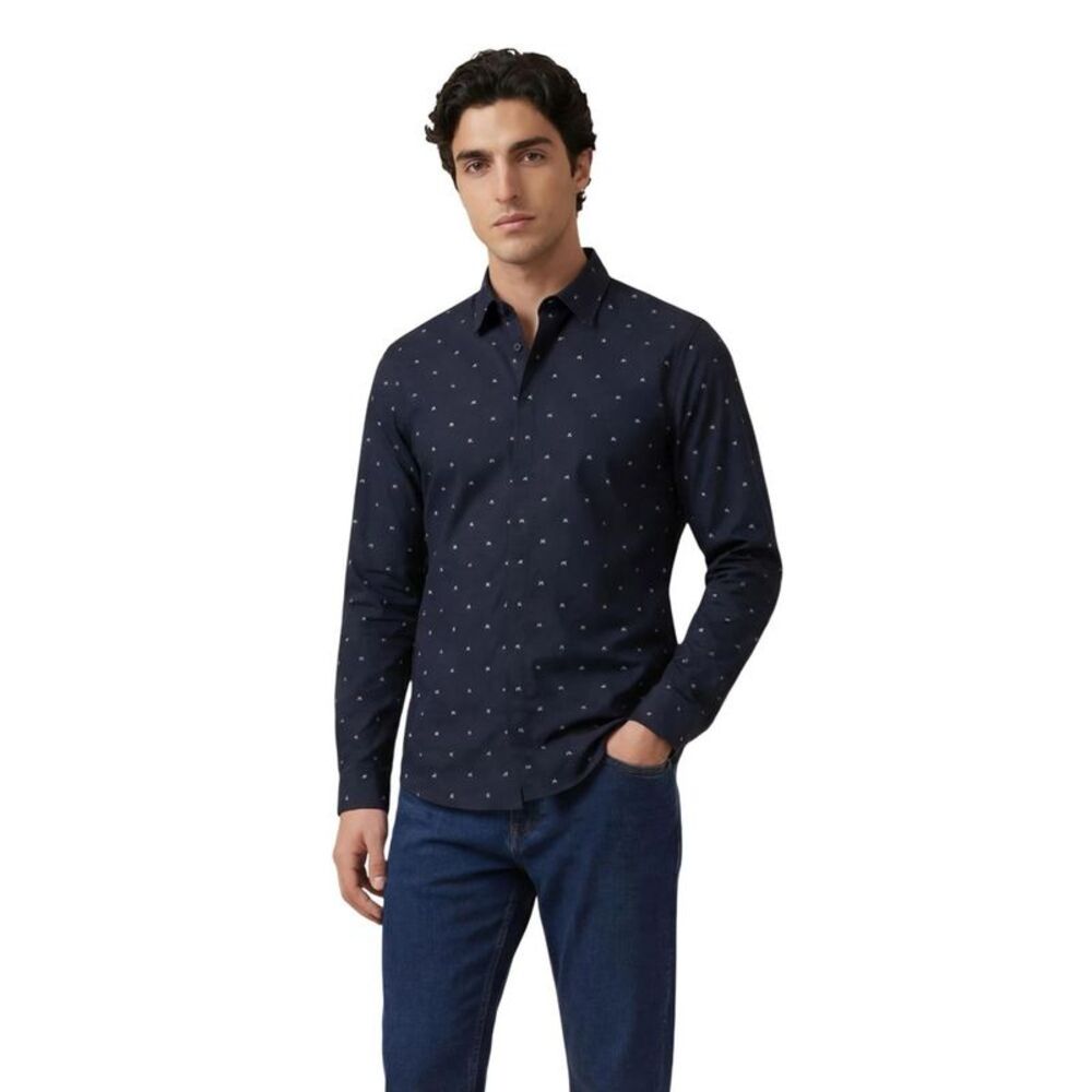 Armani Exchange Blue Cotton Pattern Men's Shirt